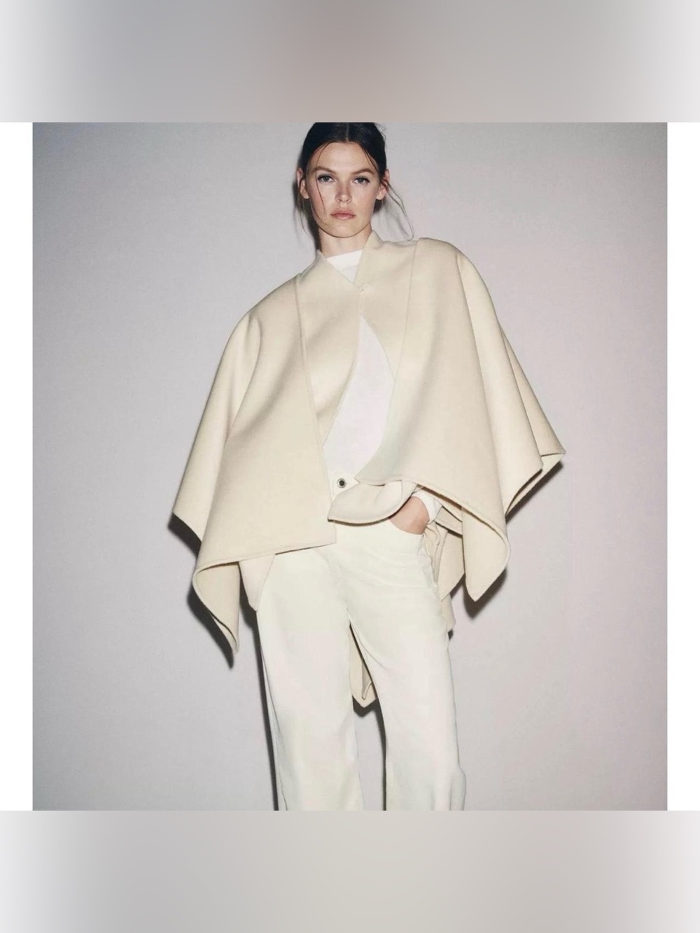 NWT Zara Cream Oversized Wool Coat Size S